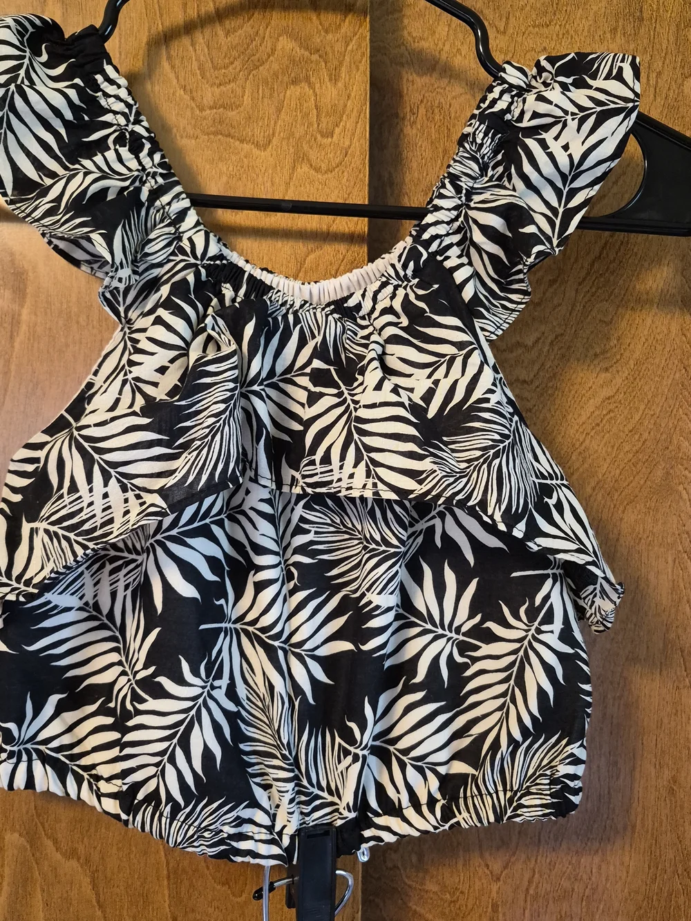 Paisley Lane Girls Black and White Leaf Print Two-Piece Dress Set